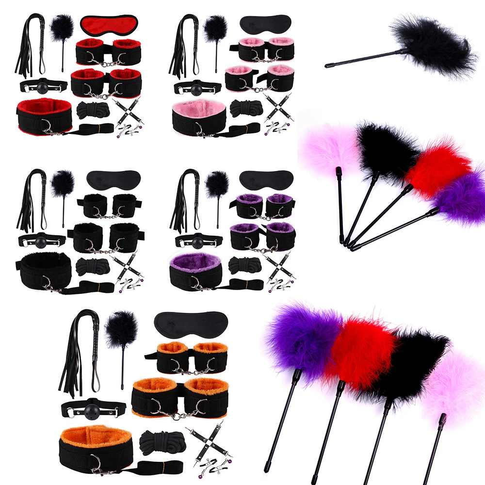 10PCS Bondage Restraints Kits BDSM Sex Handcuffs Whip SM Set Erotic Toy For Couples Adult Games | Красота и здоровье