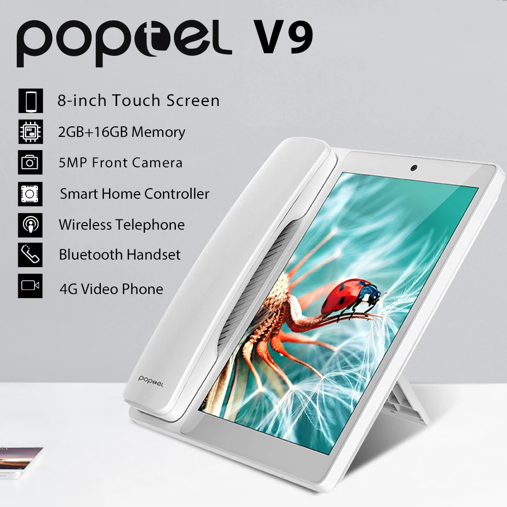 Poptel-V9-Google-play-videophone-8-inch-2g-16g-bluetooth-handset-for-home-and-office-IOT