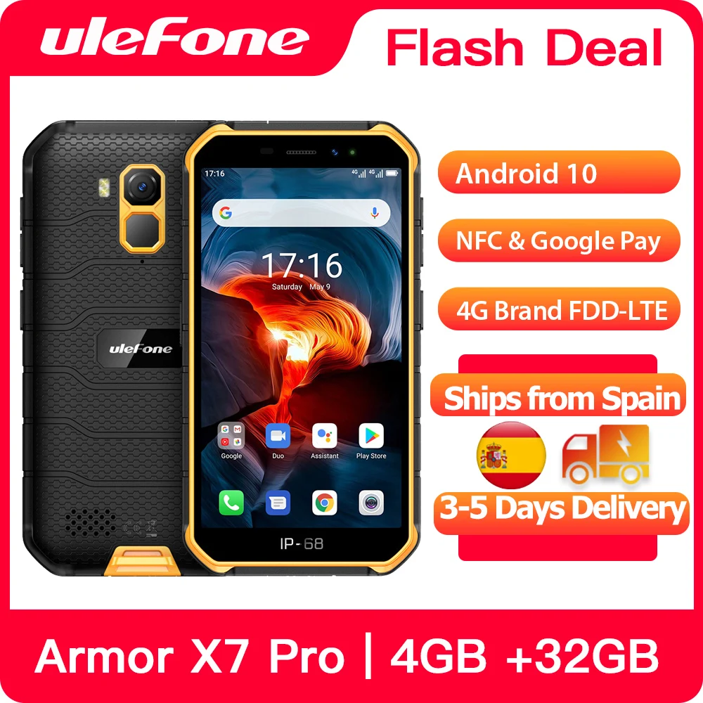 Ulefone Armor X7 Pro Прочный смартфон 4 ГБ ОЗУ Android 10 Мобильный Телефон IP68 четырехъядерный