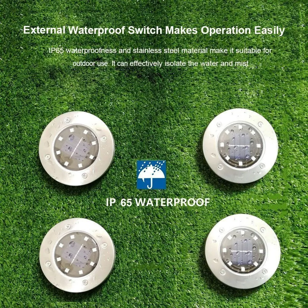 

Solar Ground Lights 8 LED Buried Lamp Path Waterproof Outdoor Garden Landscape Lighting Yard Lawn Pathway Disk Decoration