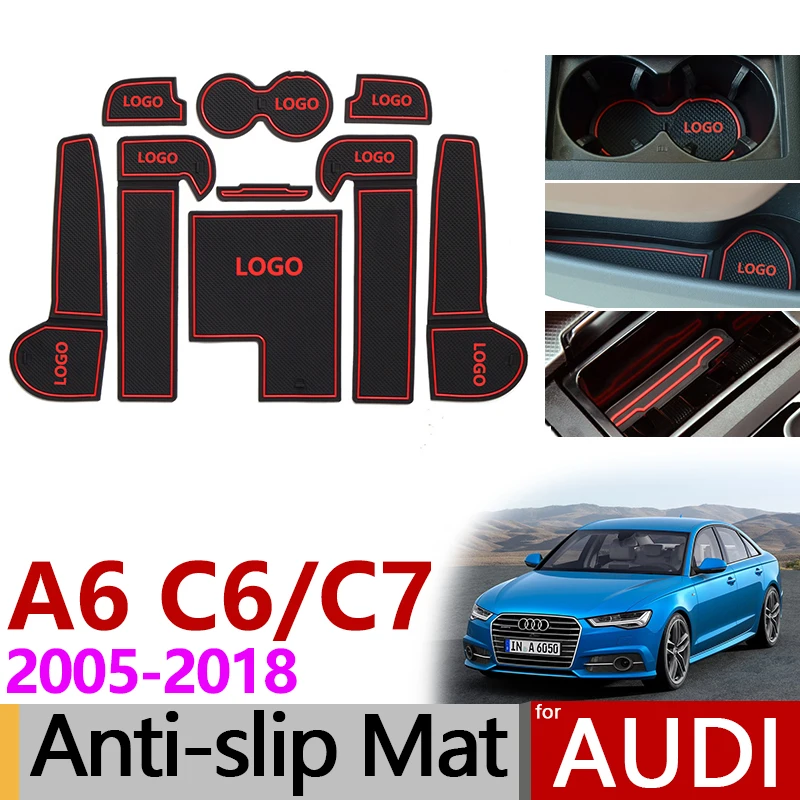 Противоскользящий резиновый подстаканник для Audi A6 C6 2005-2011 4F A6 C7 2011- 4G SLine S-Line S6 RS6 аксессуары наклейки