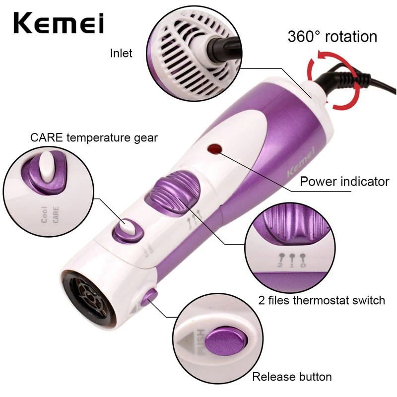 Многофункциональный фен KEMEI 7 в 1 профессиональный щетка для волос с дифузером