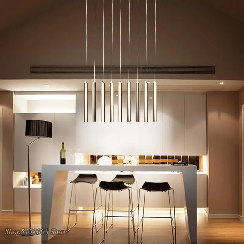 Modern Led Pendant Lamp Art Decor Aluminum Long Tube Pendant Light Dining Room Bar Kitchen Hanging Lamp Home Lighting Fixtures