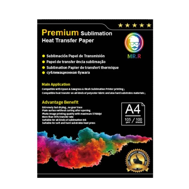 Sublimation Heat Transfer Paper A4, 210x297mm, 100 Sheets, 105gsm