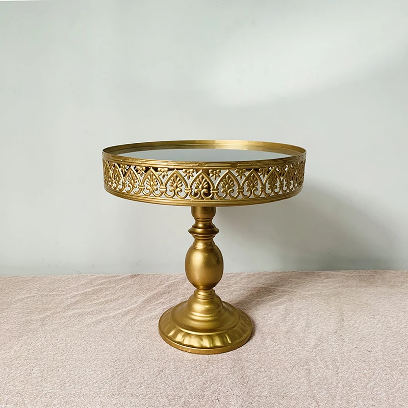 Золотые прямоугольные лотки с круглой зеркальной поверхностью для десертного стола, форма для кекса, дня рождения, свадьбы - Цвет: tall size 1pcs