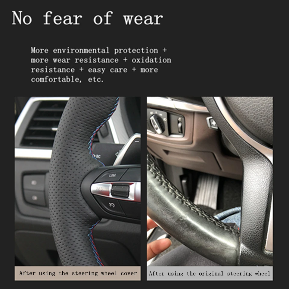 Customize DIY Suede Carbon Fiber Genuine Leather Car Steering Wheel Cover For Volkswagen Golf 7 Mk7 Passat B8 Car Interior