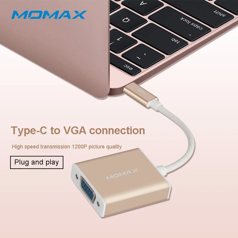 

MOMAX DHC3 elite USB C port converter (USB-C to VGA) 1200P HD USB3.1 high speed transmission hdmi cable no need to drive