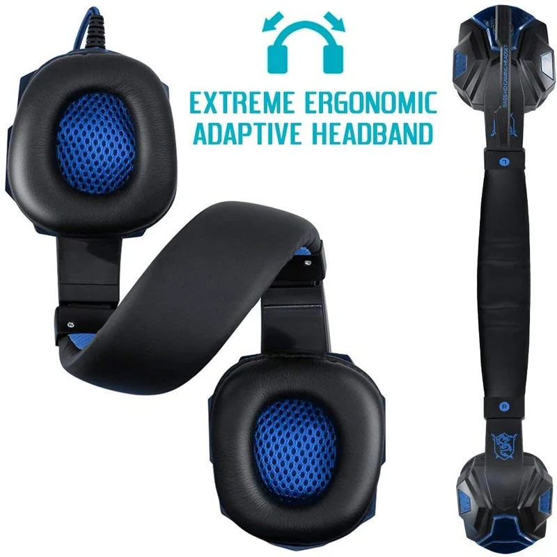 Gaming Headset with Mic LED Light for Laptop Computer Cellphone PS4 so on 3 5mm Wired Noise Isolation Volume Control Blue