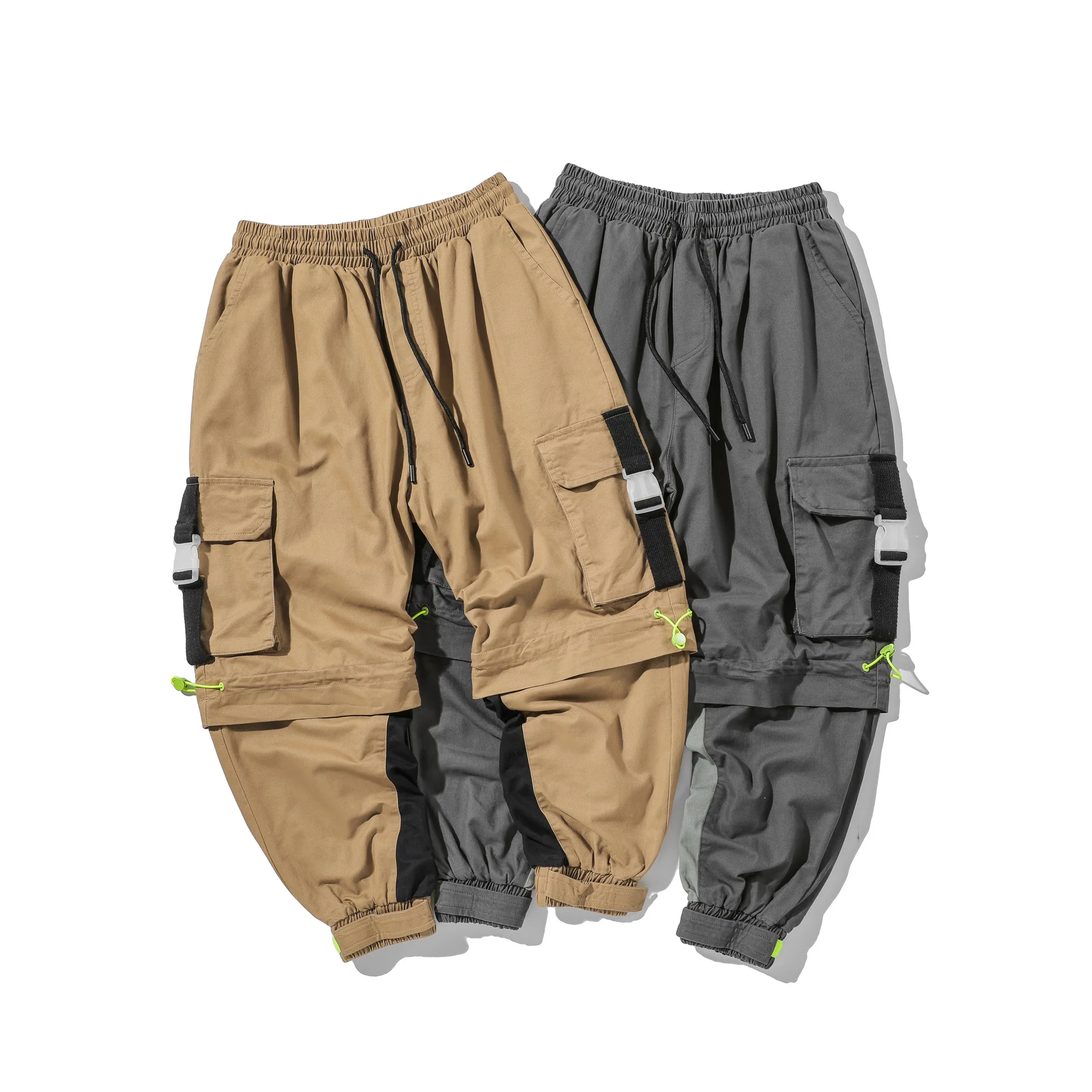 

City Where the Product 2020 Spring New Style Multi-pockets Workwear Lace-up Casual Pants Teenager Ankle Banded Pants