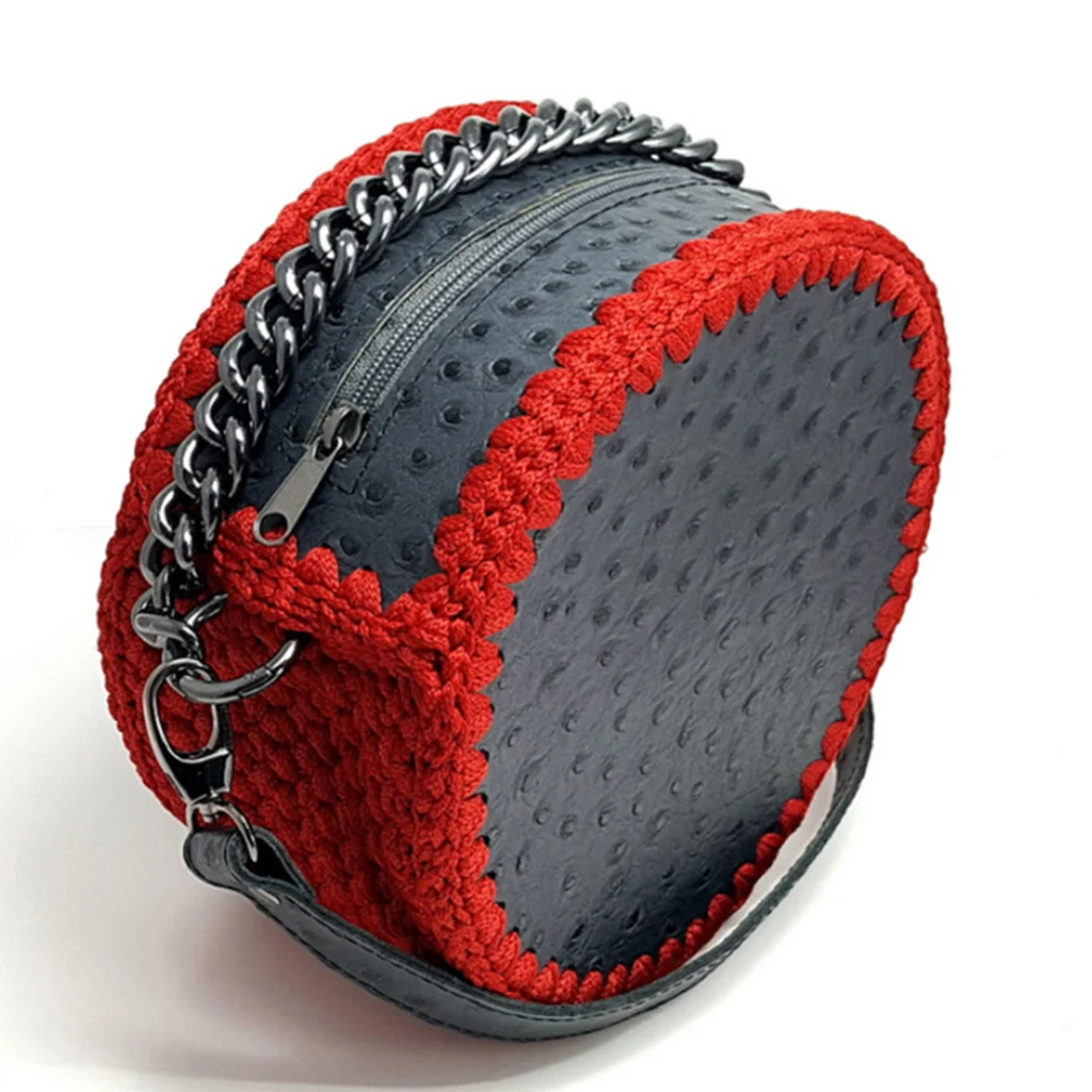 PU Leather Crochet Bag Bottom Zip Closure Cross Body Bag Making Supplies