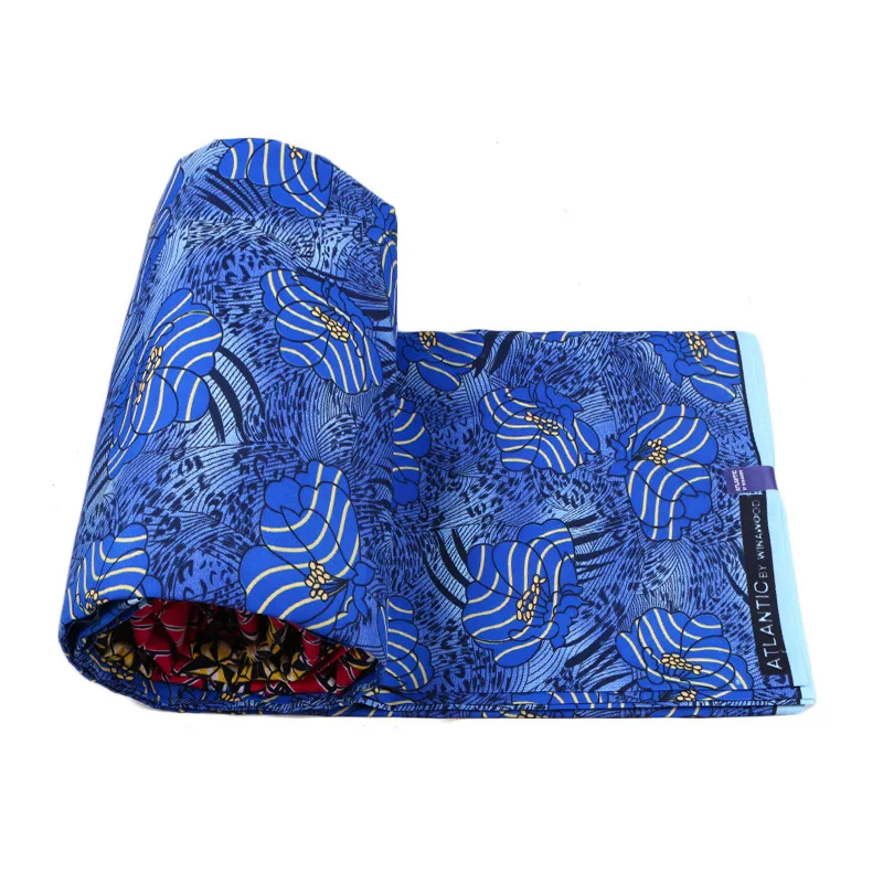 Голландский воск с голубыми цветами ткань Африканский Воск 6 ярдов \ Набор