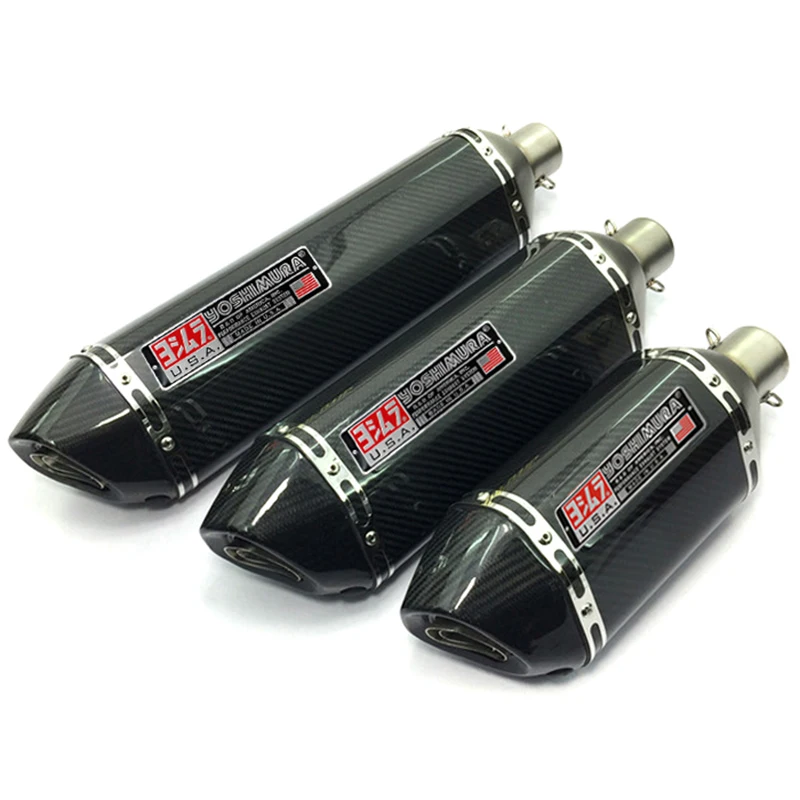 Vera Fibra Di Carbonio Lenth 370/470/570Mm Universale Yoshimura Marmitta Marmitta Tubo Fuga Moto Slip On Per Tmax Xmax Nmax Z900 Z1000