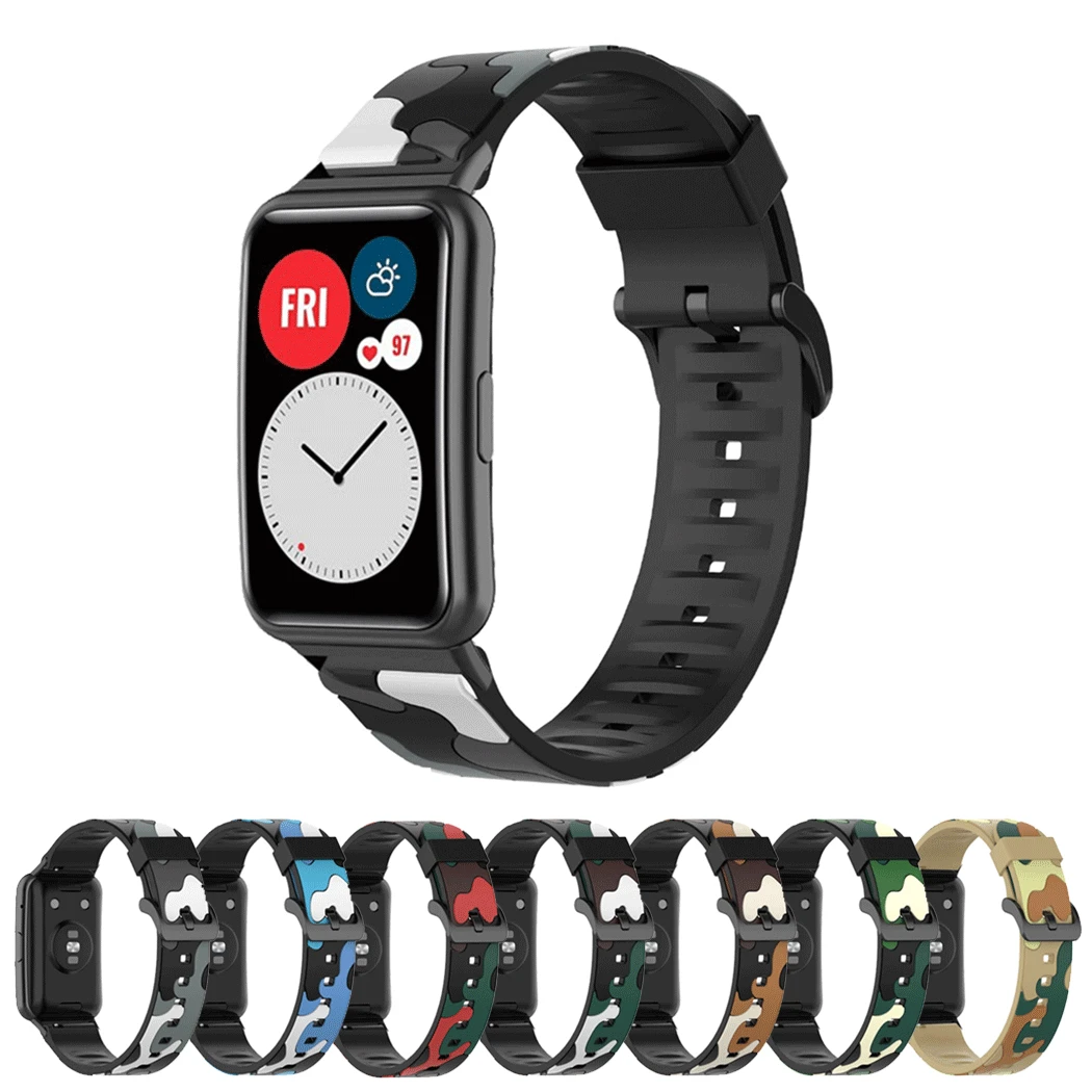 

Camo Rubber Band for Huawei Watch Fit Silicone Strap Sport Bracelet Replacement Accessories