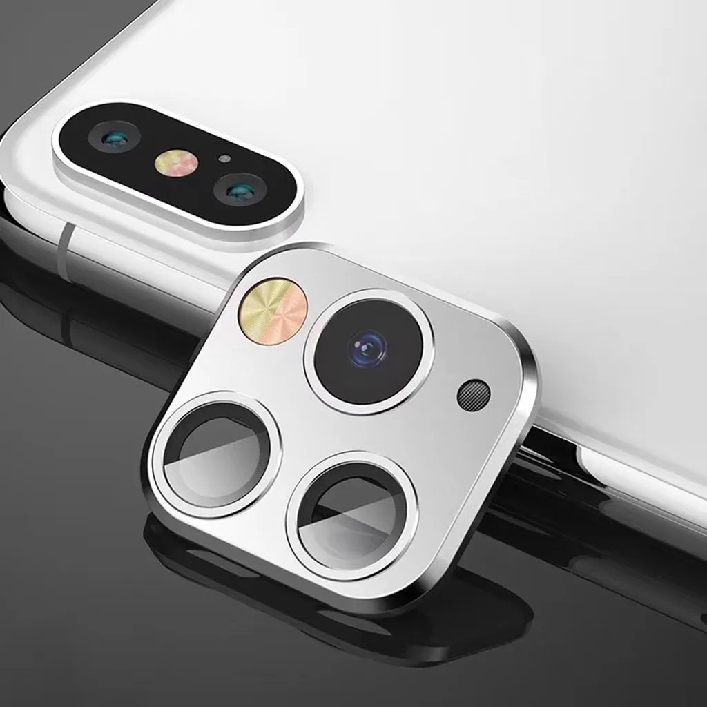 For iPhone X XS MAX Camera Change To Fake iPhone 11 Pro Max Camera Lens Seconds Change Protector Ring Cover Metal Lens Screen #B