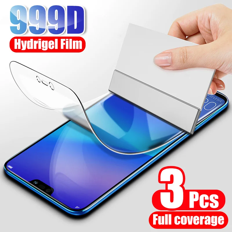 Protector de pantalla de hidrogel para móvil, película protectora para Huawei P20 P30 Lite Pro P40 P smart 2019, Honor 10 Lite 9 8X 9X, 3 unidades