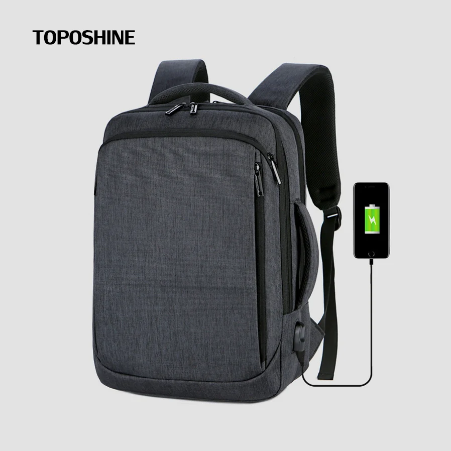 

Деловые дорожные мужские рюкзаки Toposhine для ноутбука 15,6 дюйма, многофункциональные мужские рюкзаки, черные Оксфордские университетские сумки, рюкзак