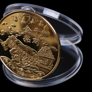

1pc 2021 New Year Gold Coin Ox Commemorative Coins For Collection Gift