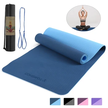 

72x24 in Portable Double Dual-color Yoga Mat Thicken Sports Mat Anti-slip Exercise Mat for Fitness Workouts Carrying Strap