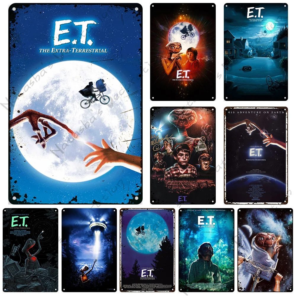 E.T. Poster In Metallo The Extra-Terrestre Movie Metal Sign Vintage Wall Plate Vintage Metal Platform Bar Pub Club Industrial Decor