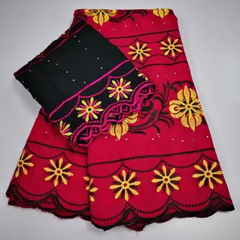 

Nice Wedding/Party Lady African Cotton Lace Fabric(5Y ) Matching With 2Y Swiss Voile Scarf Material YCV106