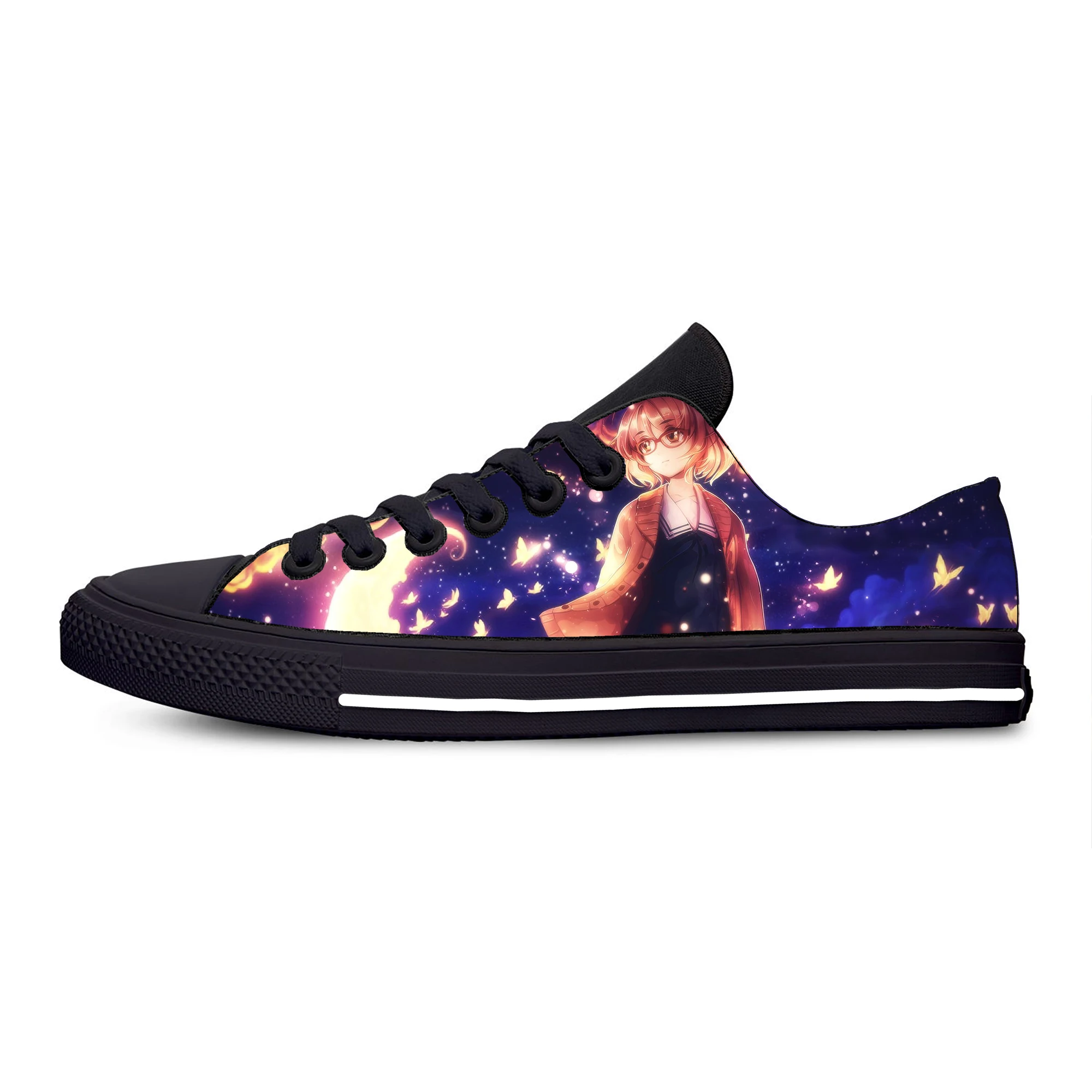 Beyond the Boundary4 Women's Flats Classic Canvas Shoes Beyond The Boundary Anime Hot Kuriyama Mirai Custom Logo Image Printing Mesh Breathable Shoes - Цвет: Beyond the Boundary4