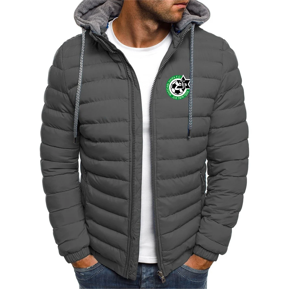 Maccabi Haifa  New Men's Fashion Print Long Sleeve Coat Thick Keep Warm Comfortable Harajuku Casual Cotton Jackets Tops Clothes dark green hoodie