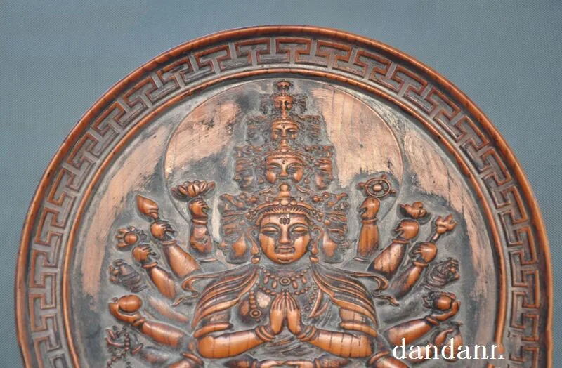 Свадебные украшения китайский Самшит дерева ручной работы Avalokitesvara Kwan-Yin Guanyin статуя экрана