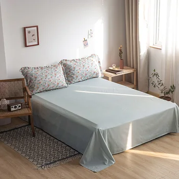 

Yaapeet 1pc Cotton Breathable Printed Bed Sheet Light Green Warm Bed Cover High Quality Twill Flat Sheet Without Pillowcase