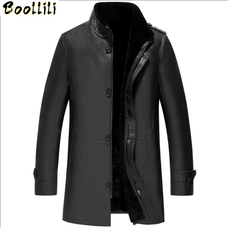 

Boollili Men's Leather Jackets Winter Jacket Men Real Wool Fur Liner Coat Genuine Goatskin Coats Plus Size 5xl Chaqueta