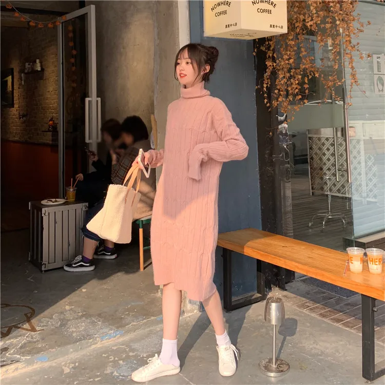 New Arrive Winter Maternity Dress Woman Casual Knitting Cotton Large Size Dresses Pregnant Woman Clothing MD-01782