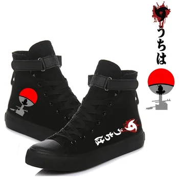 

NARUTO Uchiha Sasuke Printed High-Top Velcro Sneaker Preppy Style Casual Canvas Shoes
