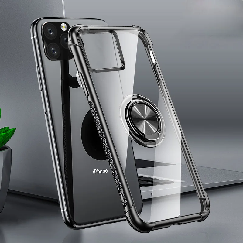 Прозрачный чехол из ТПУ для iPhone 2019 11 XS MAX XR X 8 8P 7 P 6 6s с держателем в виде кольца на
