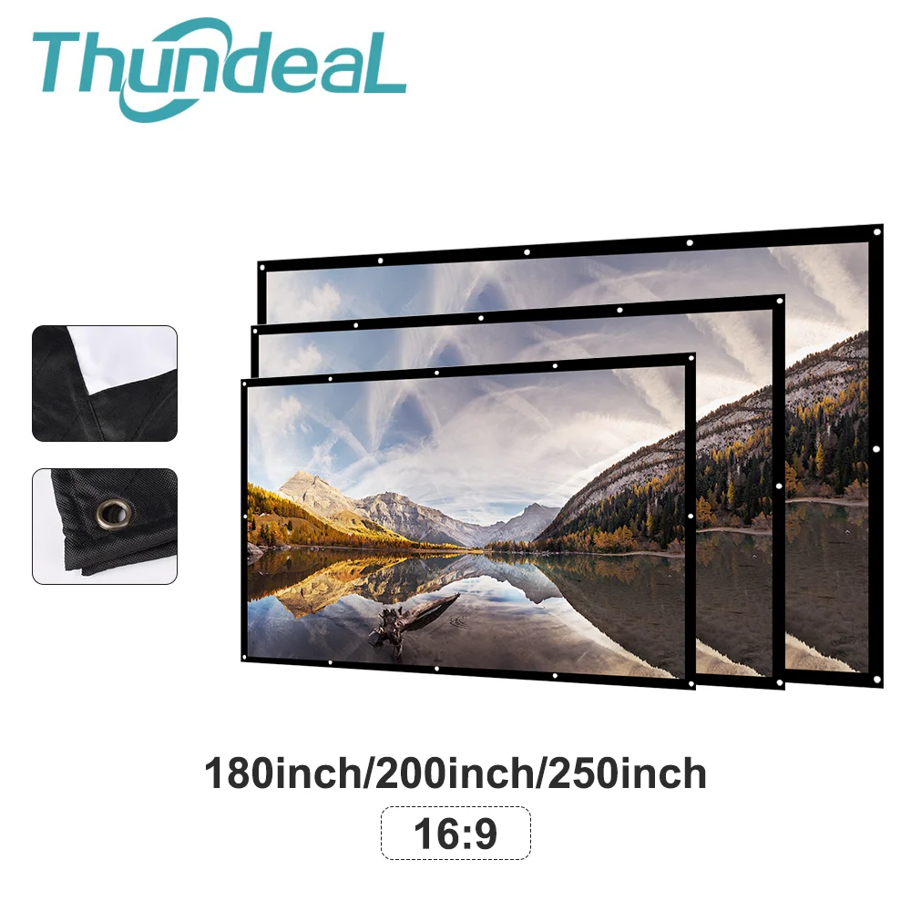 Переносной светодиодный проектор ThundeaL180 200 250 300 дюймов 16:9 белый экран для