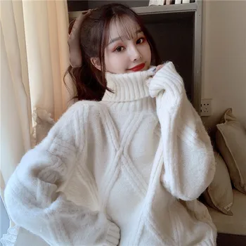 

Autumn 2020 New Korean Twist Diamond High Neck Sweater For Students