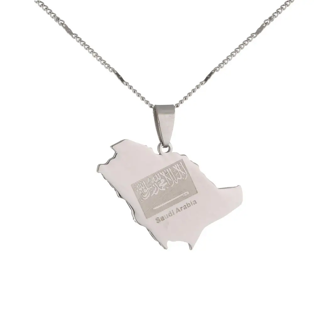 

Saudi Arabia Map Flag Pendant Necklace Kingdom of Saudi Arabia Charm Jewelry