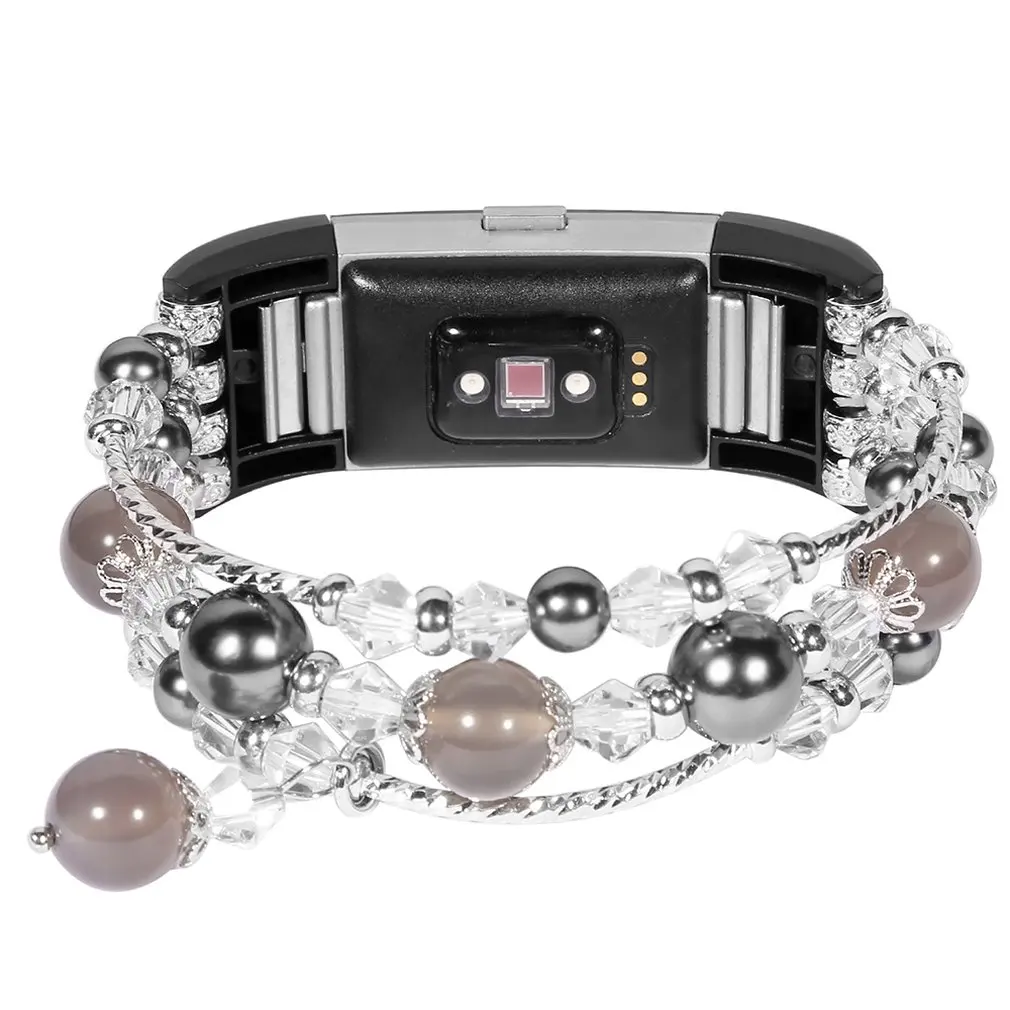 Simpeak браслет для Jewelry Charge 2 ювелирный браслет с эластичными жемчужные бусины Fit Bit Smartwatch для женщин девочек