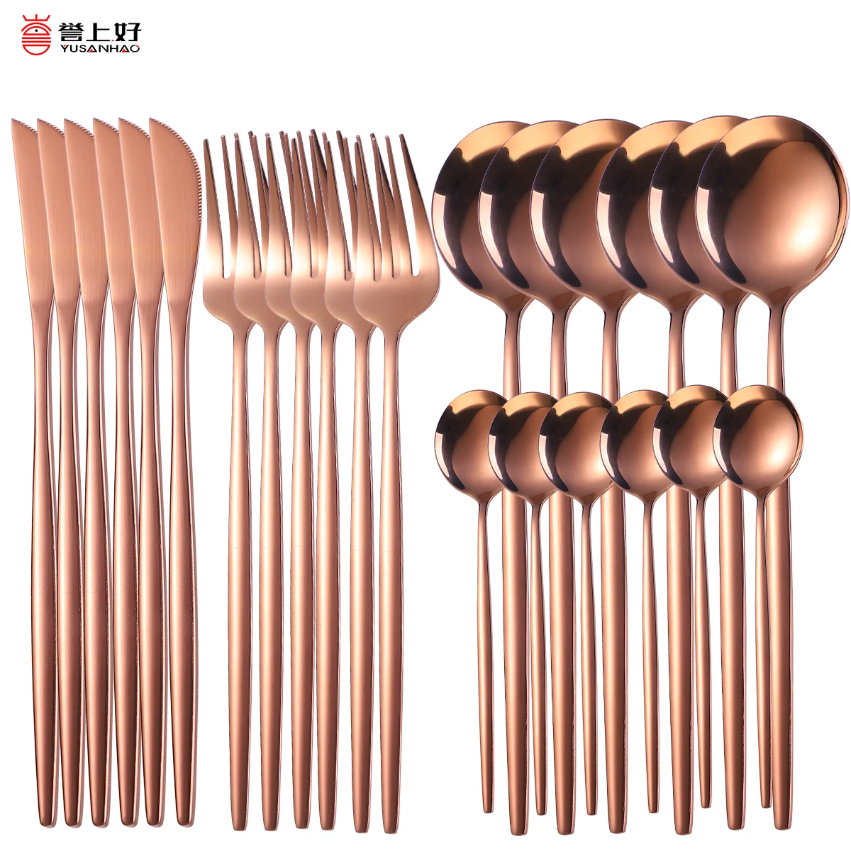 24pcs Upscale Gold Dinnerware Set Stainless Steel Tableware Set Knife Fork Coffee Spoon Flatware Set Dishwasher Safe Cutlery Set