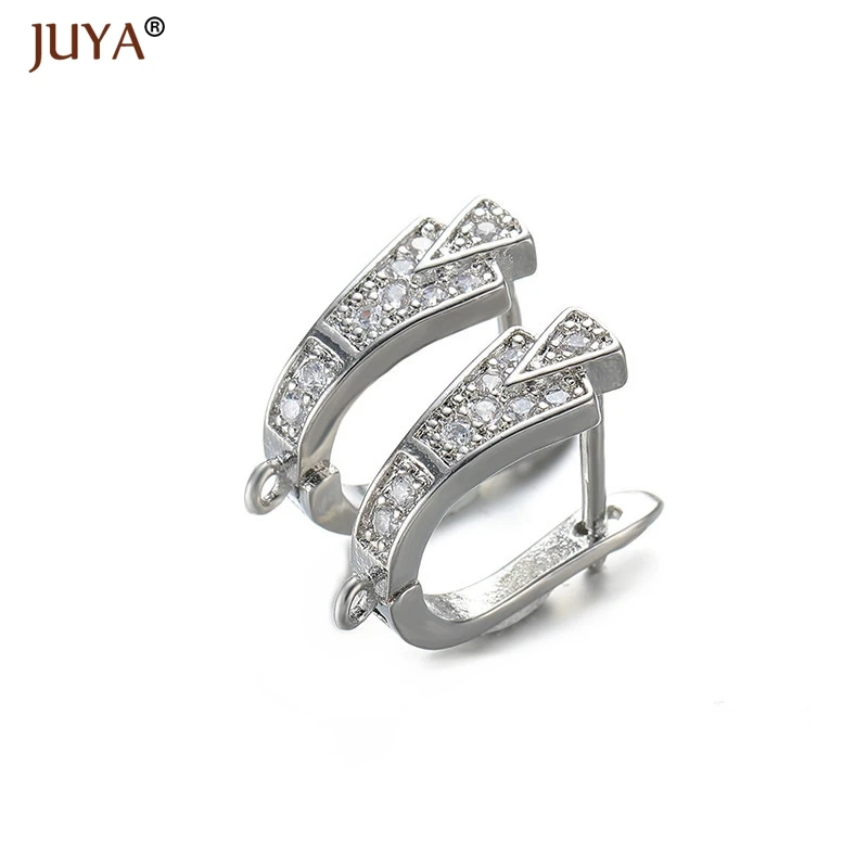 platinum Juya швензы Роскошные циркониевые серии шпильки для сережек ручной работы фиксаторы для серёжек крючки фурнитура для Аксессуары для ювелирных изделий швензы для сережек - Цвет: platinum