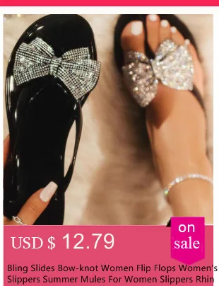 Летние женские шлепанцы; Zapatos De Mujer; модные пляжные шлепанцы со стразами; обувь на плоской подошве; женские шлепанцы; Вьетнамки с открытым носком; большие размеры
