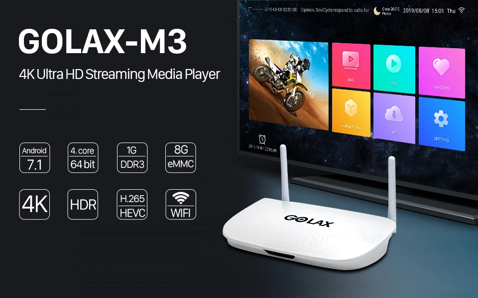 IP tv французский арабский Golax M3 Smart Android 7,1 ТВ приставка 1 год QHD ТВ Код IP ТВ подписка Марокко Алжир арабский французский IP tv
