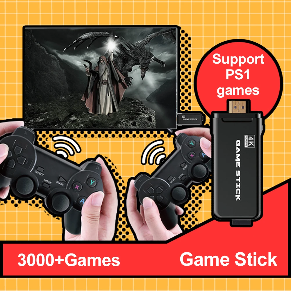 Портативная игровая приставка Powkiddy Игровая HDMI для ТВ и видео 3000 игр беспроводная