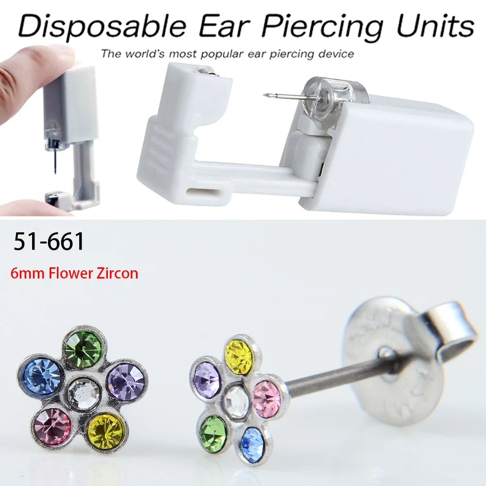 Sterilized Disposable No-Pain Ear and Nose Piercing Tool Kit with Design Options