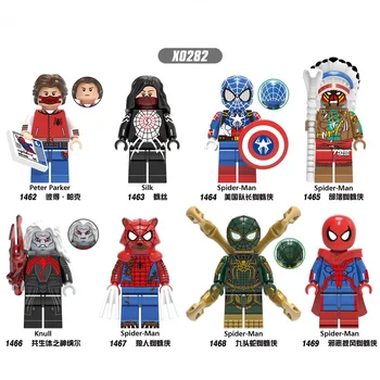 

LEGO Minifigures Block 8Pcs/Set Super Hero Spider-Man Captain America Kids Toys Compatible with Legos pellets Building Blocks
