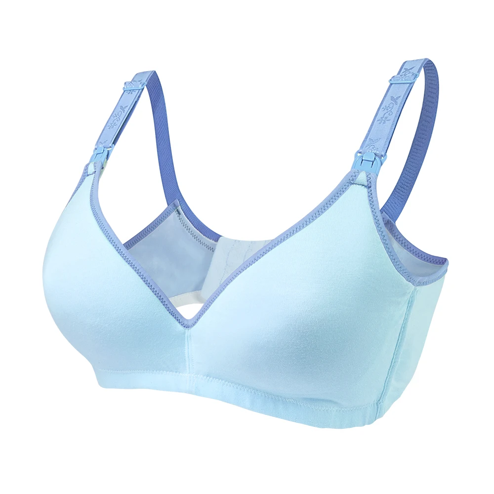Crystal Blue SLAIXIU Бюстгальтер для кормления из хлопка, Сексуальные Открытые бюстгальтеры с пряжками для сна, беспроводной бюстгальтер для кормления грудью, Одежда для беременных женщин, кормящих мам - Цвет: Crystal Blue