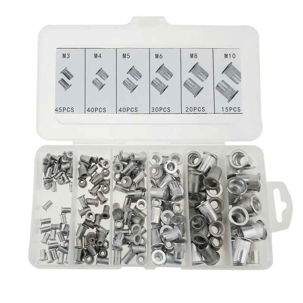 190 Pieces Flat Head Rivet Nut Insert From Size M3 M4 M5 M6 M8 M10