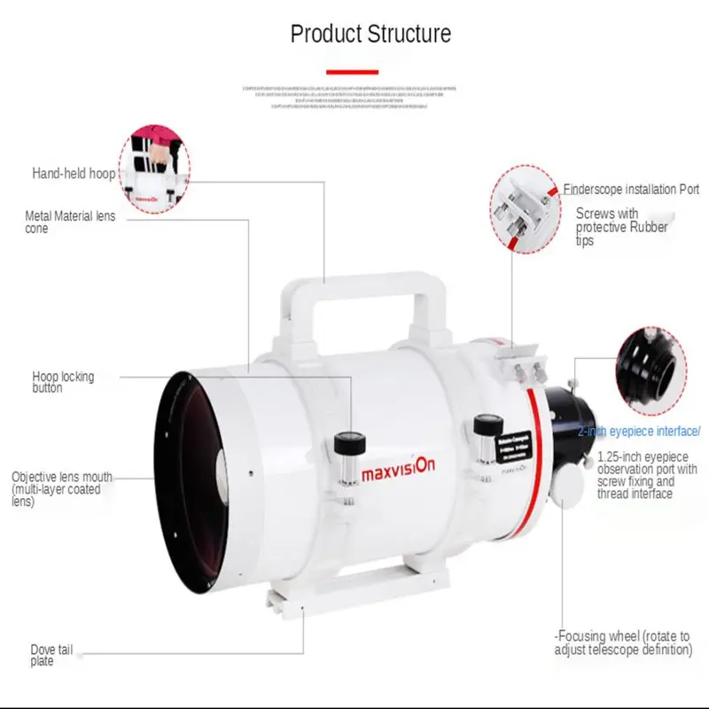 Maxvision 슈퍼 무채색 망원경, Mak 천체 사진, Ota Primaire Spiegel Voor Strenwacht, 6 인치, 152mm, 1900mm