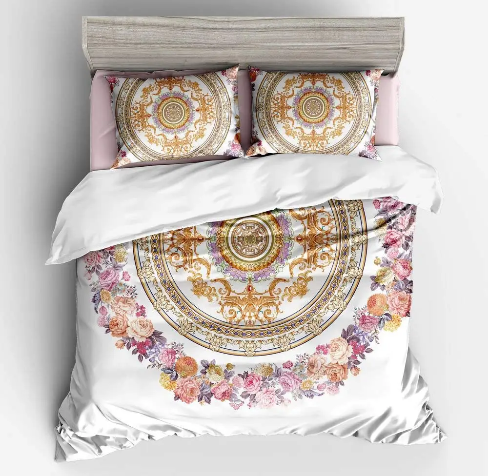 

Bohemian Duvet Cover Set, Boho chic Mandala Medallion Printed Soft Microfiber Bedding Set