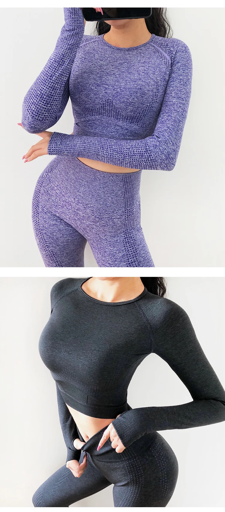 Vital seamless yoga top long sleeve gym crop top shirt workout yoga shirt for women sportswear 7 colors