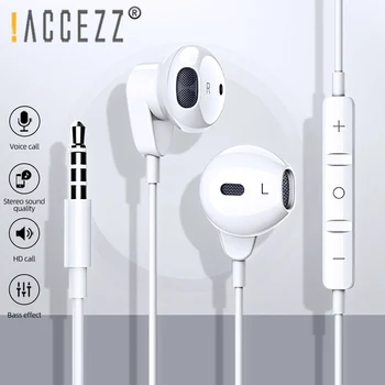 

!ACCEZZ 3.5mm Earphone For iPhone Xiaomi Huawei MP3 Player Universal Hadphones Wired Control Mic Calling Mobile Phone Headset