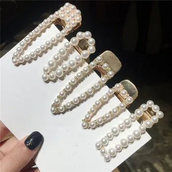 

1pc Korea Shiny Crystal Rhinestones Hairpins Metal Geometric Rectangle Waterdrop Hair Clips Pearl Rhinestones Hairpins